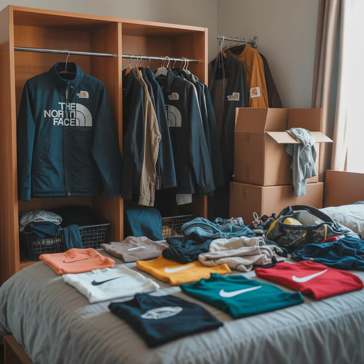 Stock vintage organizzato: capi Nike e The North Face pronti per il reselling